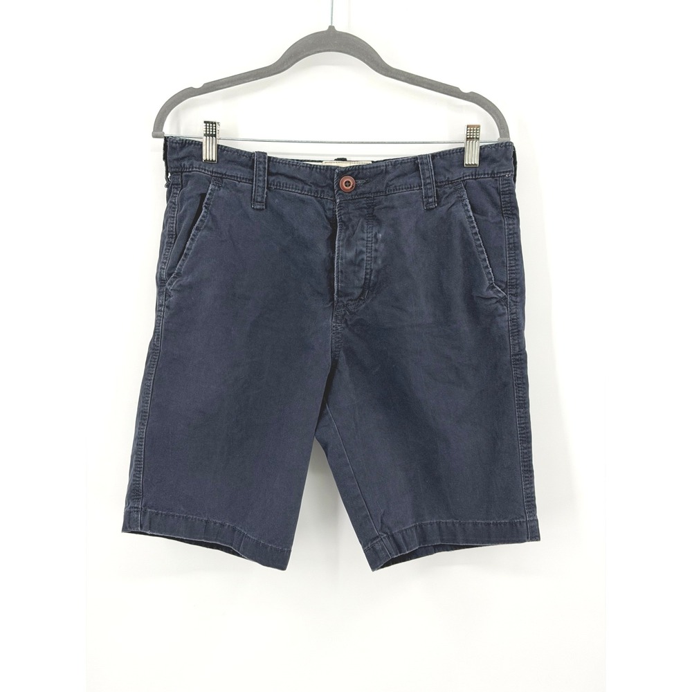 Hollister Mens Epic Flex Chino Shorts Navy Blue Size 32 Flat Front Cotton Blend